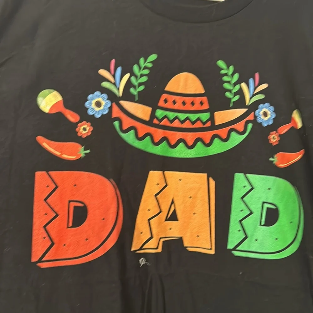 New Men’s Dad Mexican Print tshirt - Picture 3 of 6